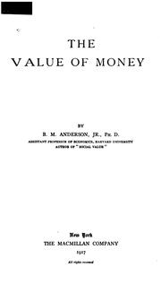 Cover of: The value of money