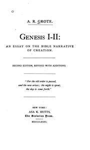 Cover of: Genesis I-II by Augustus Radcliffe Grote