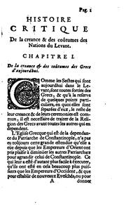 Cover of: Histoire critique de la creance & des coûtumes des nations du Levant