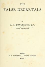 Cover of: The False decretals by E. H. Davenport