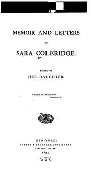 Cover of: Memoir and letters of Sara Coleridge. | Sara Coleridge
