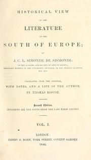 Cover of: Historical view of the literature of the south of Europe by Jean-Charles-Léonard Simonde Sismondi