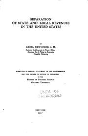 Cover of: Separation of state and local revenues in the United States