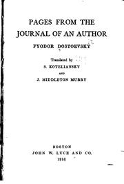 Cover of: Pages from the journal of an author, Fyodor Dostoevsky by Фёдор Михайлович Достоевский