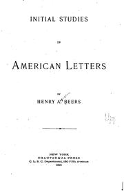 Cover of: Initial studies in American letters