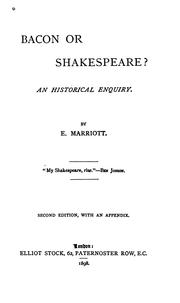 Cover of: Bacon or Shakespeare? by Elizabeth Marriott, Elizabeth Marriott