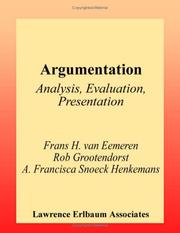 Cover of: Argumentation: analysis, evaluation, presentation