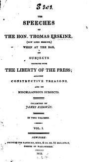 The speeches of the Hon. Thomas Erskine by Thomas Erskine