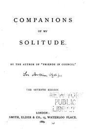 Cover of: Companions of my solitude. by Sir Arthur Helps