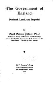 Cover of: government of England | David Duncan Wallace