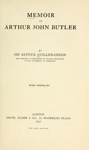 Cover of: Memoir of Arthur John Butler