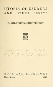 Cover of: Utopia of usurers, and other essays by Gilbert Keith Chesterton