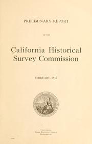 Cover of: Preliminary report of the California Historical survey commission. by California Historical Survey Commission.