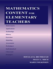 Cover of: Mathematics Content for Elementary Teachers | Douglas K. Brumbaugh