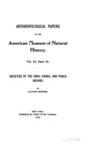 Cover of: Societies of the Iowa, Kansa, and Ponca Indians