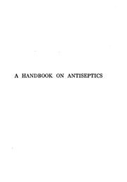 Cover of: A handbook on antiseptics