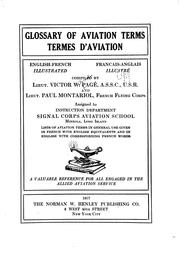 Cover of: Glossary of aviation terms. by Victor Wilfred Pagé