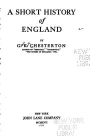 Cover of: A short history of England by Gilbert Keith Chesterton