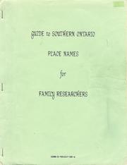 Cover of: Guide to southern Ontario place names for family researchers