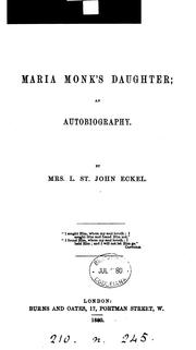 Cover of: Maria Monk's daughter: an autobiography.