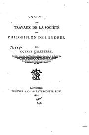 Cover of: Analyse des travaux de la société des Philobiblon de Londres.