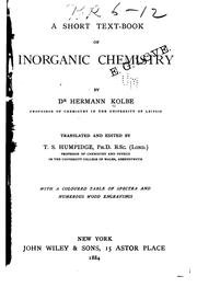 Cover of: A short text-book of inorganic chemistry by Hermann Kolbe