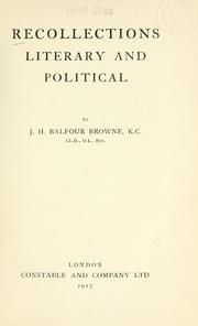 Cover of: Recollections literary and political