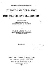 Cover of: Theory and operation of direct-current machinery