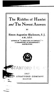 Cover of: The riddles of Hamlet and the newest answers.