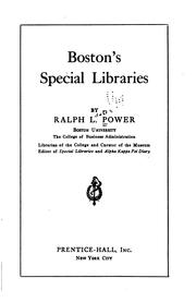 Cover of: Boston's special libraries by Ralph Lester Power