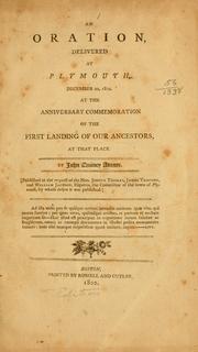 Cover of: An oration, delivered at Plymouth, December 22, 1802.: At the anniversary commemoration of the first landing of our ancestors, at that place.