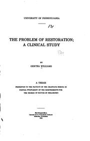 Cover of: The problem of restoration by Gertha Williams