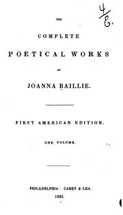 Cover of: The complete poetical works of Joanna Baillie.