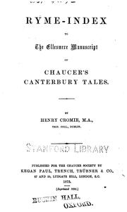 Ryme-index to the Ellesmere manuscript of Chaucer's Canterbury tales by Henry Cromie
