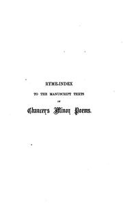 Cover of: Ryme-index to the manuscript texts of Chaucer's Minor poems. by Isabel Marshall Lagarrigue