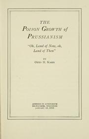 Cover of: The poison growth of Prussianism...