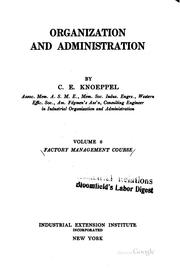 Cover of: Organization and administration