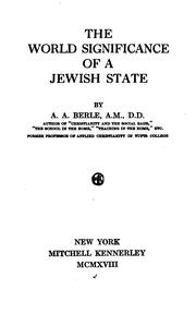 Cover of: The world significance of a Jewish state