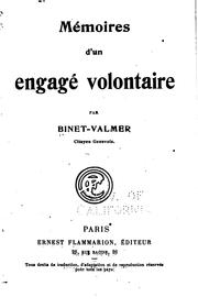 Cover of: Mémoires d'un engagé volontaire by Binet-Valmer