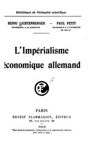 Cover of: L' impérialisme économique allemand