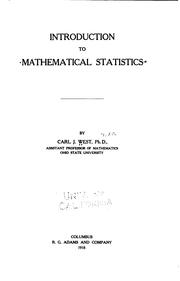 Introduction to mathematical statistics by Carl Joseph West