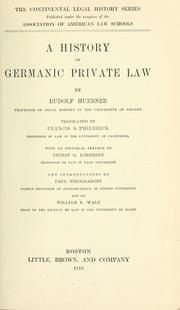 Cover of: A history of Germanic private law by Rudolf Hübner