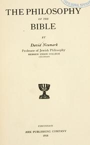 Cover of: The philosophy of the Bible by David Neumark