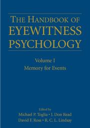 Cover of: The Handbook of Eyewitness Psychology: Volume I: Memory for Events
