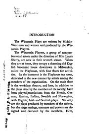 Cover of: Wisconsin plays: second series; original one-act plays from the repertory of the Wisconsin dramatic society