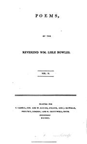 Cover of: Sonnets, and other poems by William Lisle Bowles