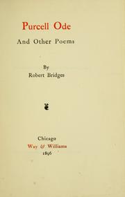 Cover of: Purcell ode, and other poems