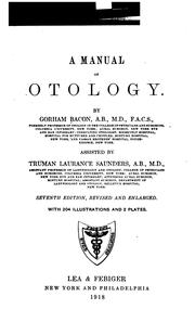 Cover of: A manual of otology by Gorham Bacon