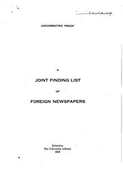 Cover of: A joint finding list of foreign newspapers. by Princeton University. Library