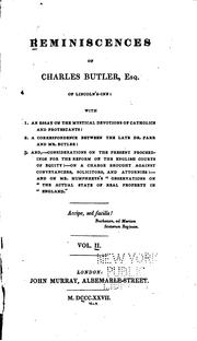 Cover of: Reminiscences of Charles Butler by Charles Butler